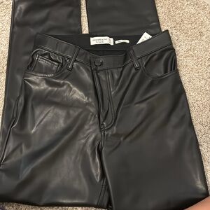 Abercrombie Women’s 90’s Straight Ultra High Rise Cross Over Vegan Leather Pant